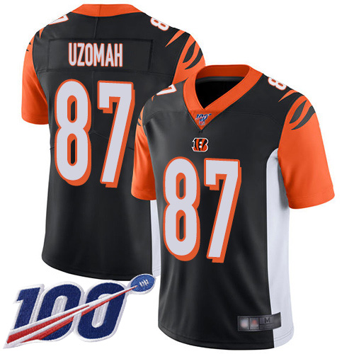 Cincinnati Bengals Limited Black Men C J  Uzomah Home Jersey NFL Footballl #87 100th Season Vapor Untouchable